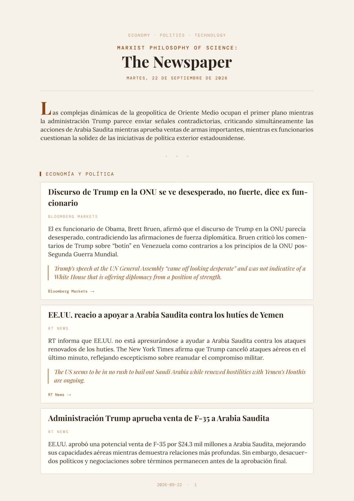 Marxist Philosophy of Science: The Newspaper — 2026-09-22