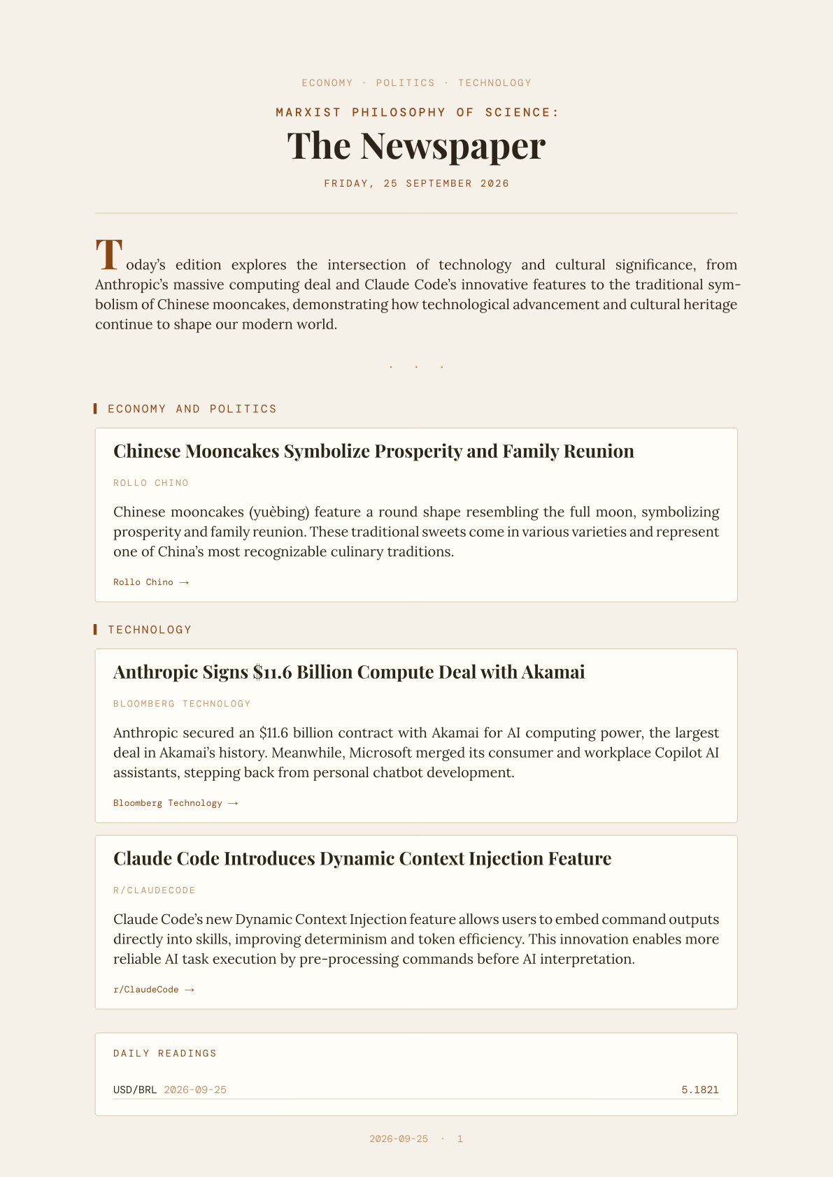 Marxist Philosophy of Science: The Newspaper — 2026-09-25